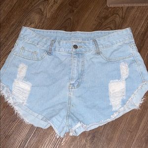 Light wash jean shorts